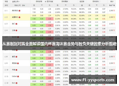从赛制到对阵全面解读国内杯赛淘汰赛走势与胜负关键因素分析前瞻